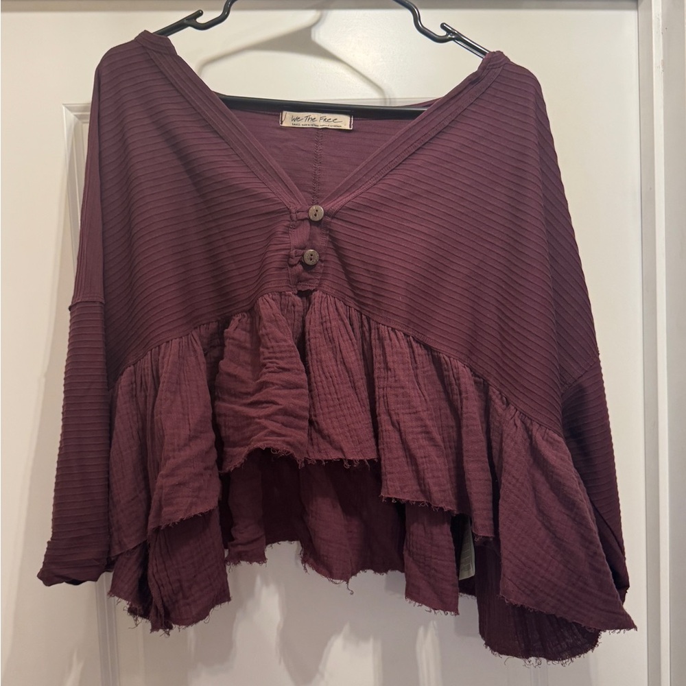 We The Free Dallas Henley Short Sleeve Crop